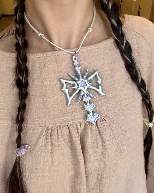 spikey bow drop necklace