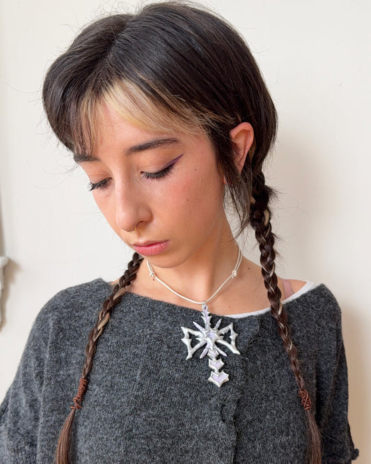 spikey bow drop necklace